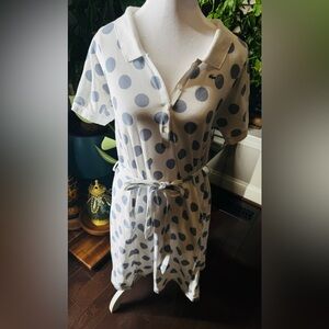 Lacoste White and grey polka dot  Polo dress